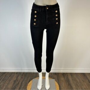Frank Lyman Design Black High-Rise Jeans with Gold Accents XS